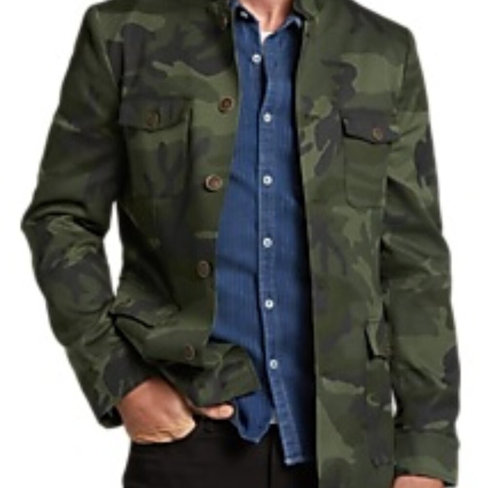 Joseph Abboud Modern Fit Military Jacket Olive Camo